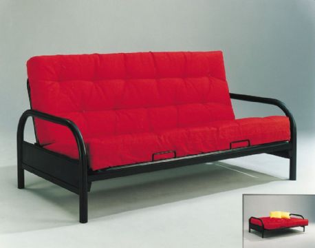 Round Arm Black Metal Futon Frame